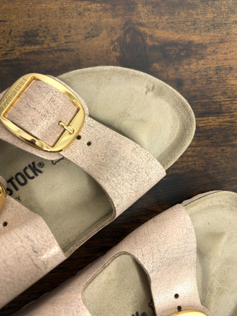 Birkenstock Arizona Big Buckle Sandals Metallic Rose Gold - Picture 3 of 6